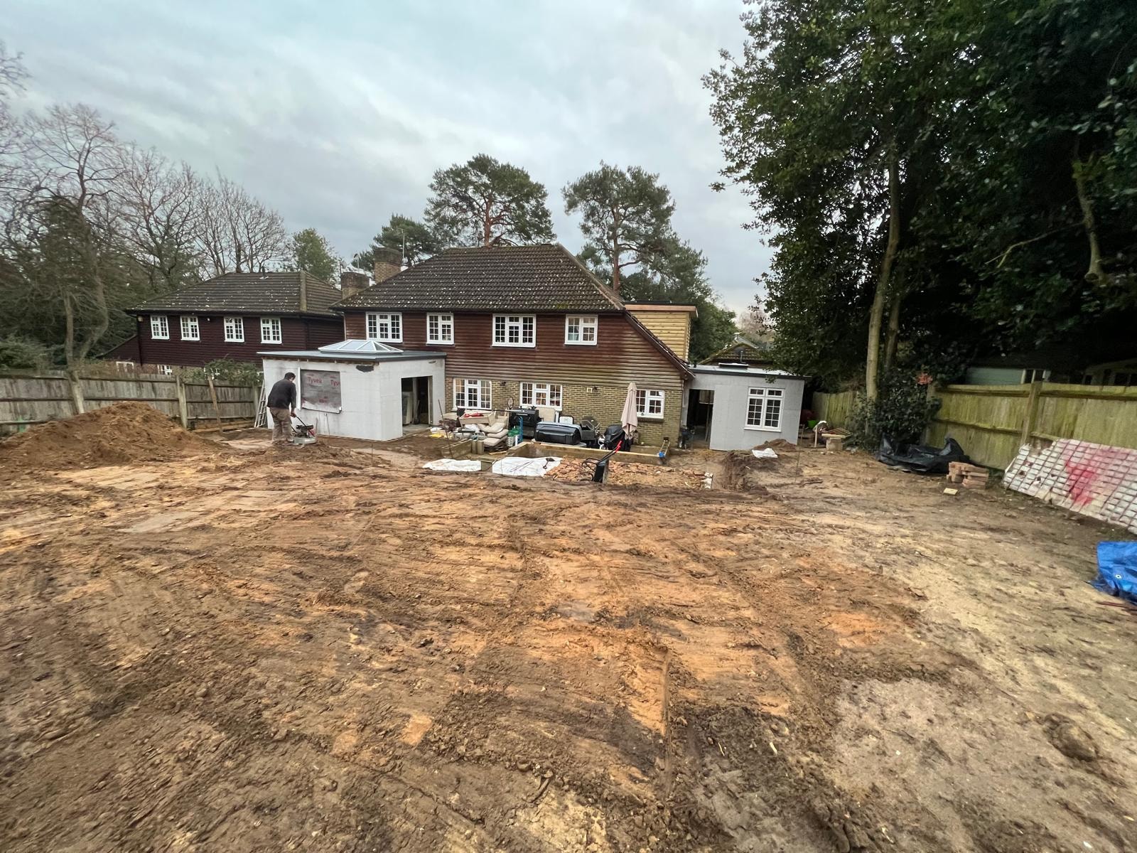 External work area at the Ascot property before final clearance.