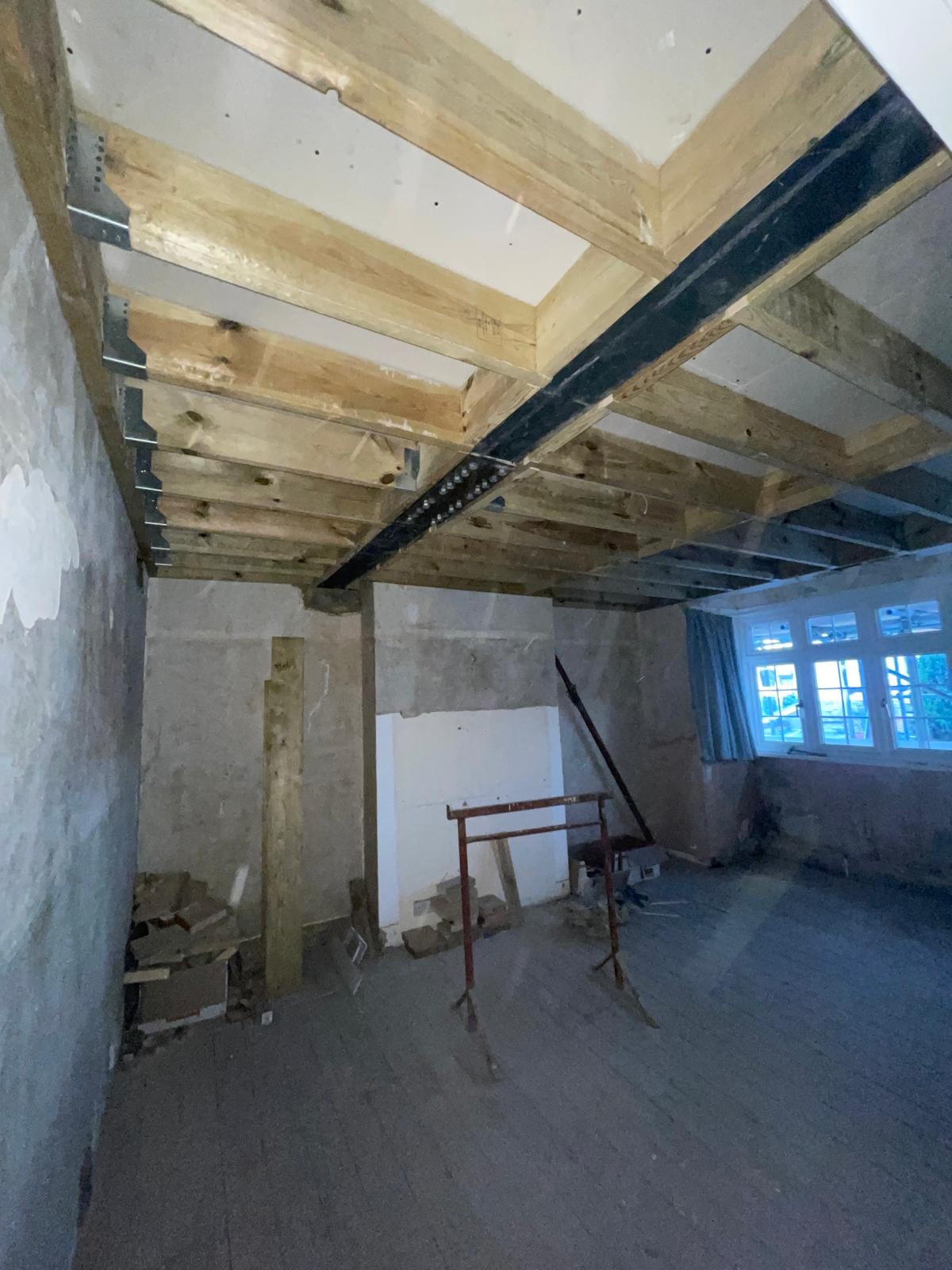 Lower-ground structural works during the Barnes renovation.