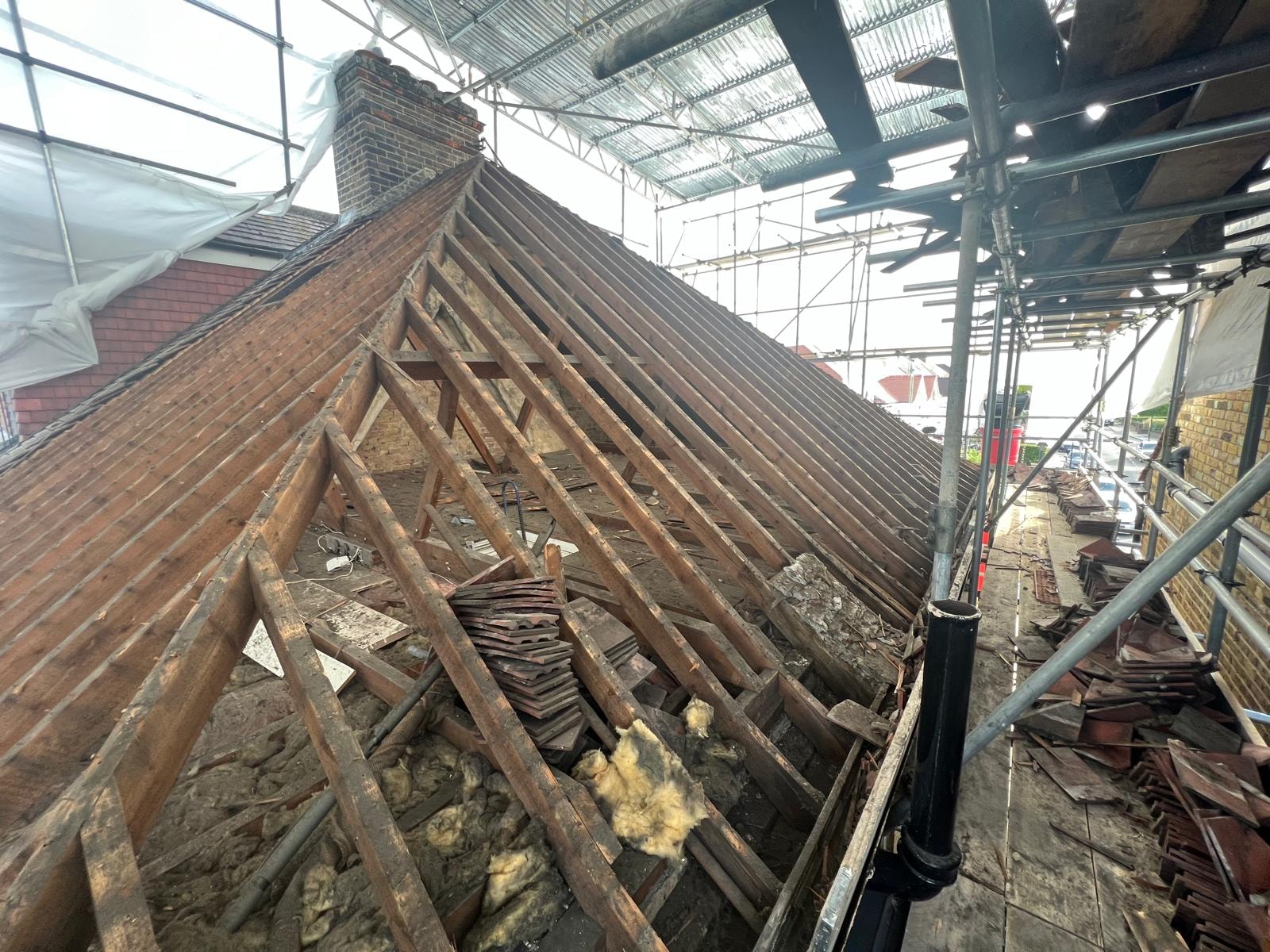 Roof works in progress at the Barnes property.