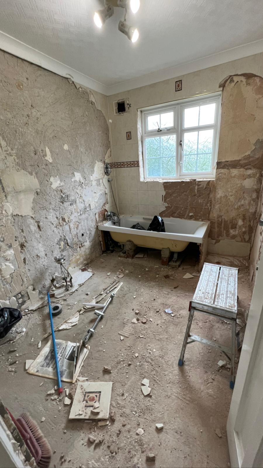 Stripped room during the Barnes renovation works.