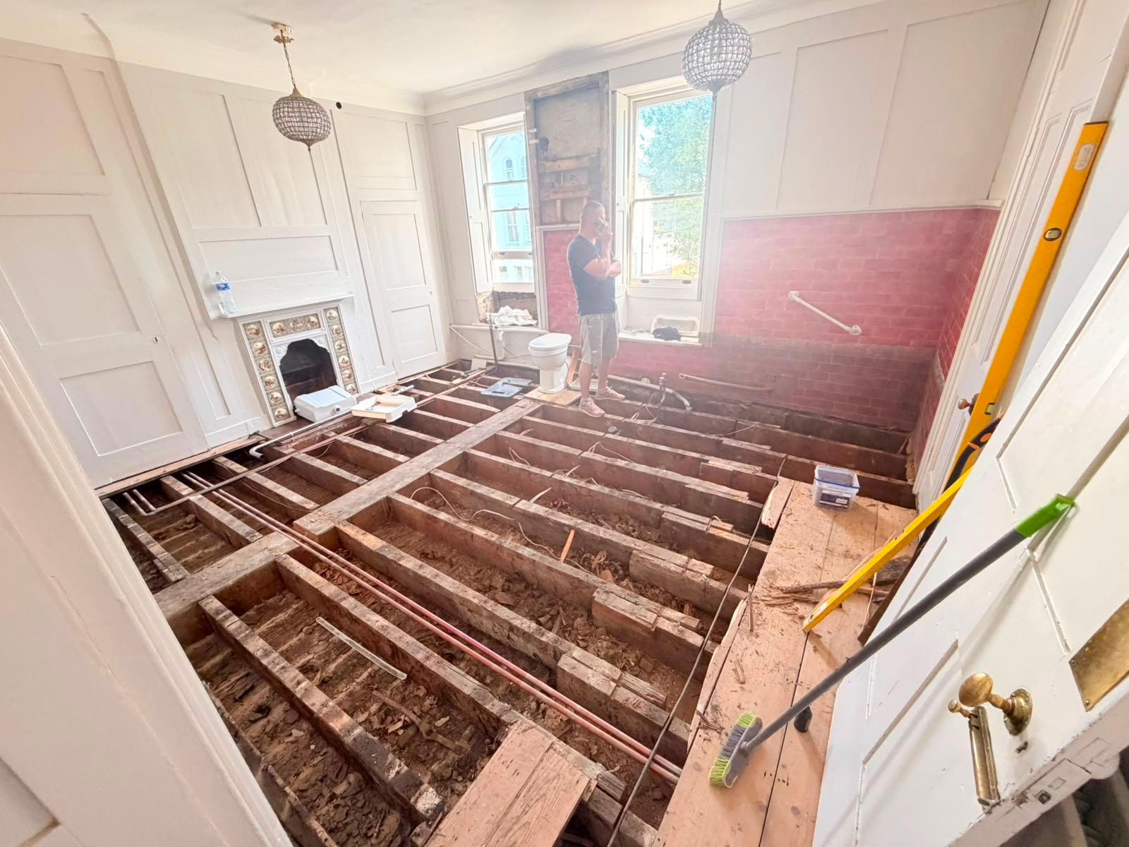 Room floor structure exposed during the Chertsey strip-out.