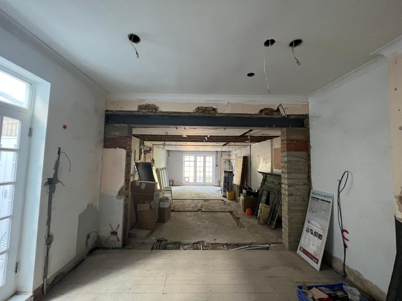 Exposed timber header during the Clapham structural works.