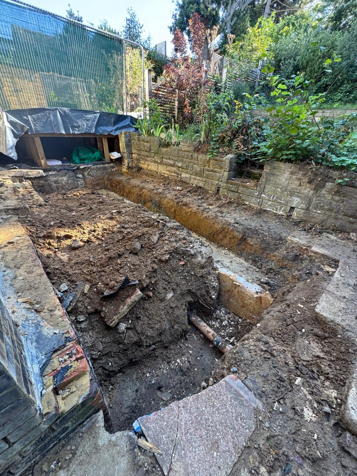 Foundation opening-up work at the Croydon townhouse.