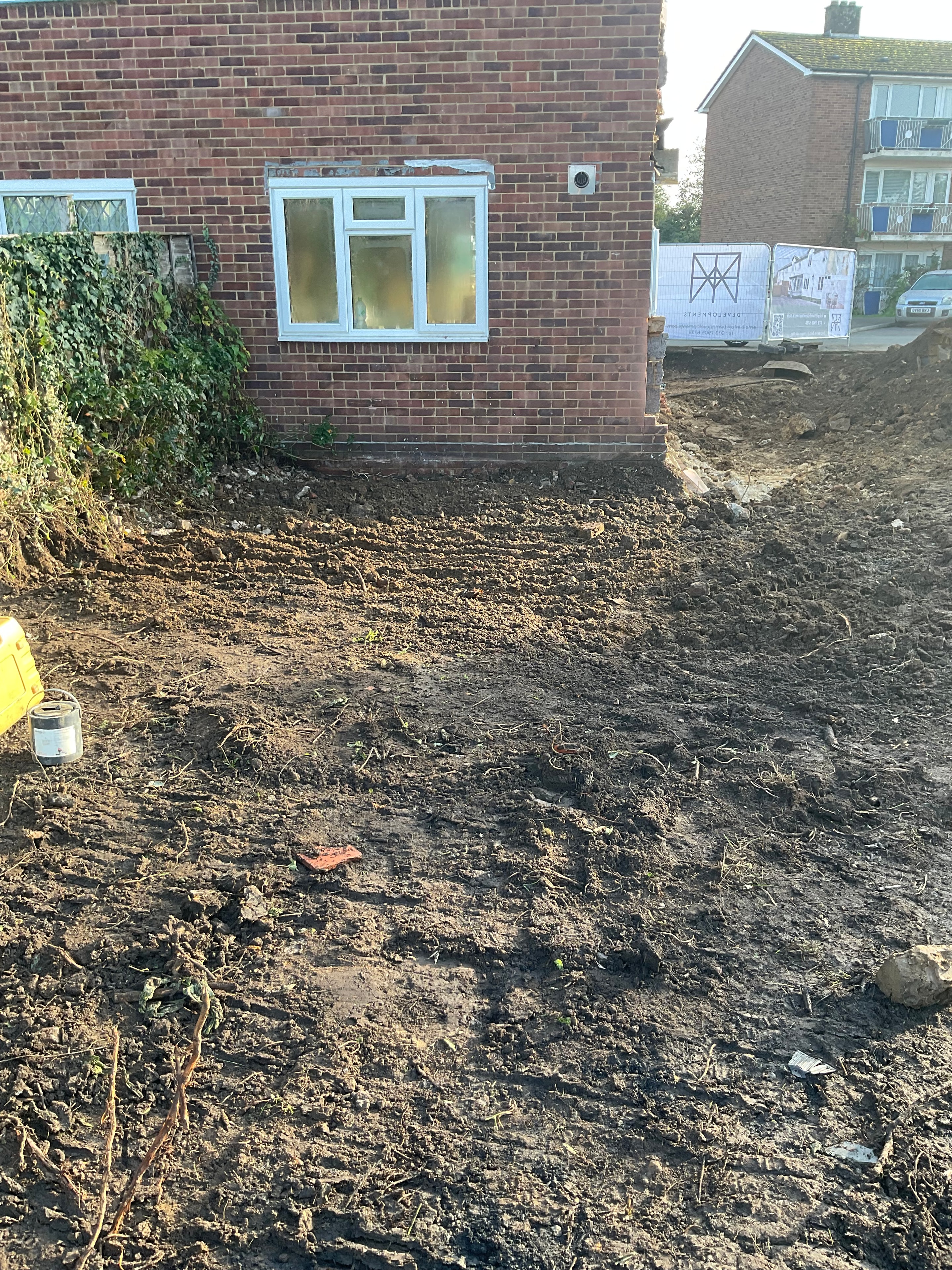 Cleared site following demolition work in Esher.