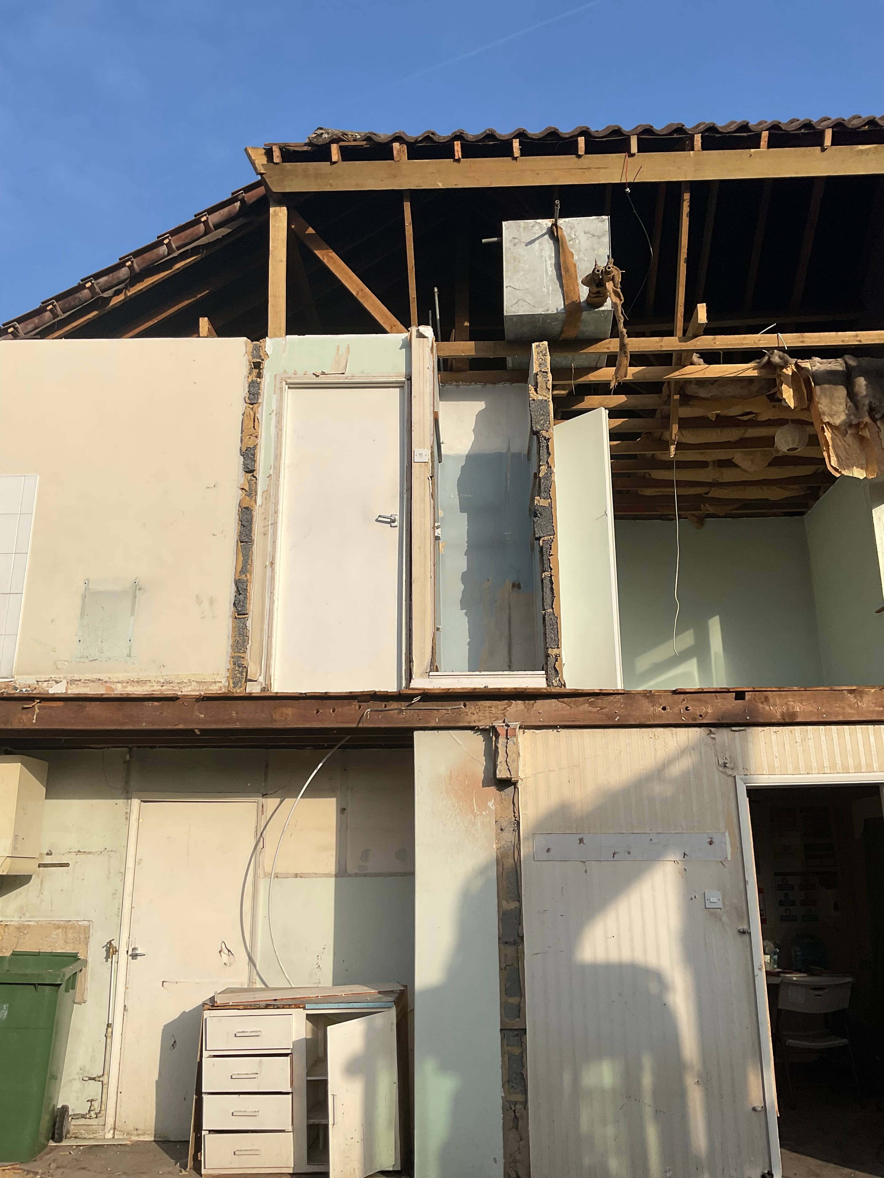 Upper structure exposed during the Esher demolition.