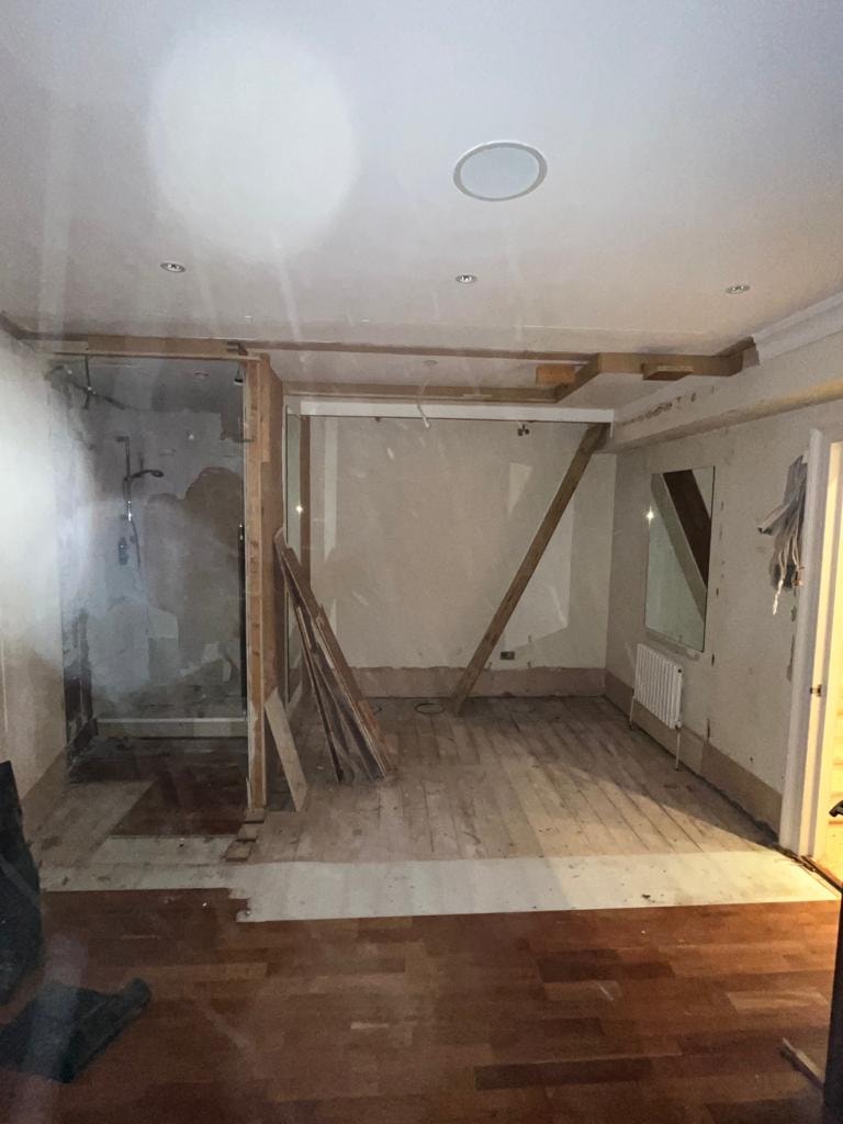 Mews house strip-out in progress in Mayfair.