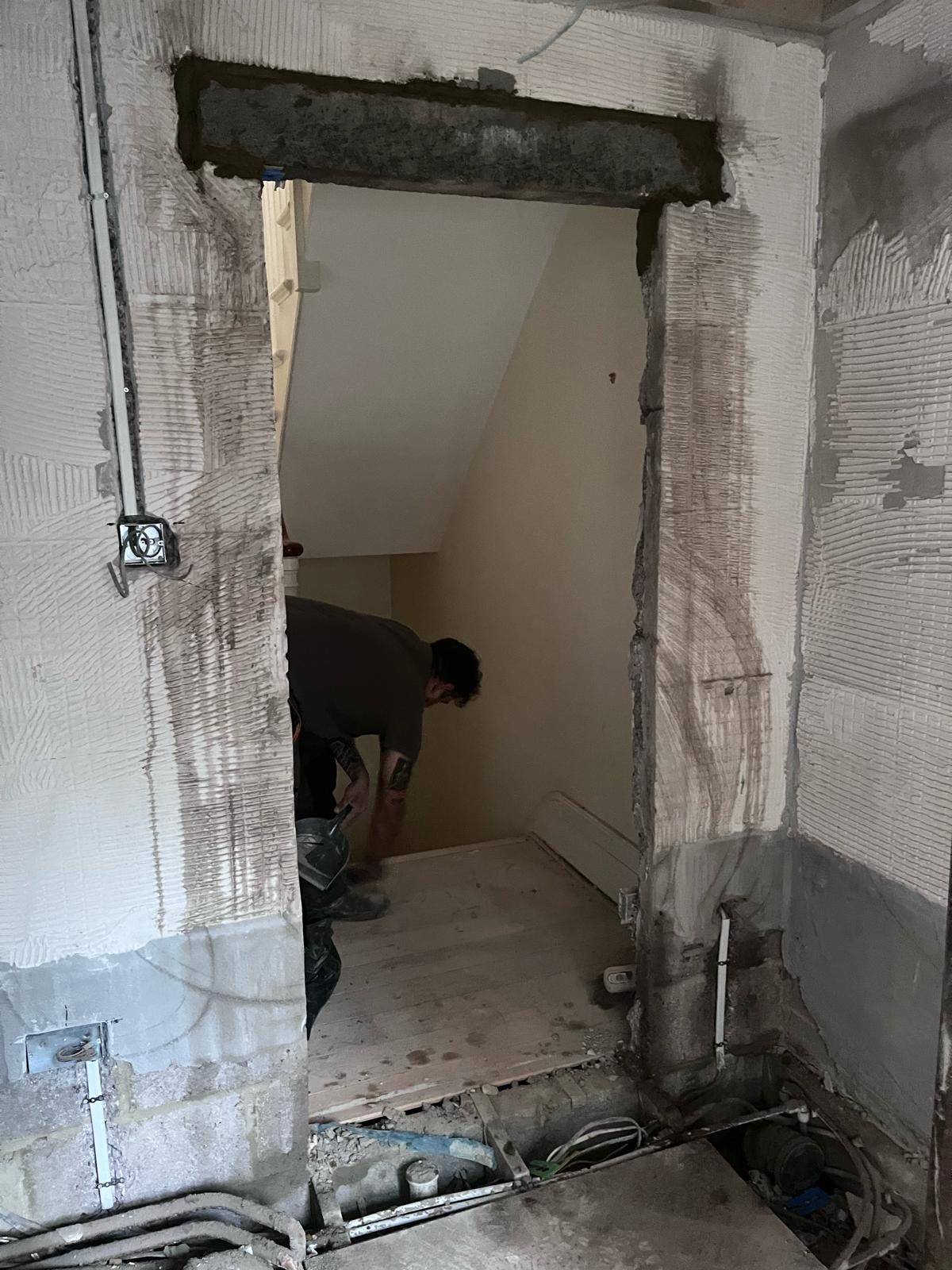 Structural opening during the Mayfair mews works.
