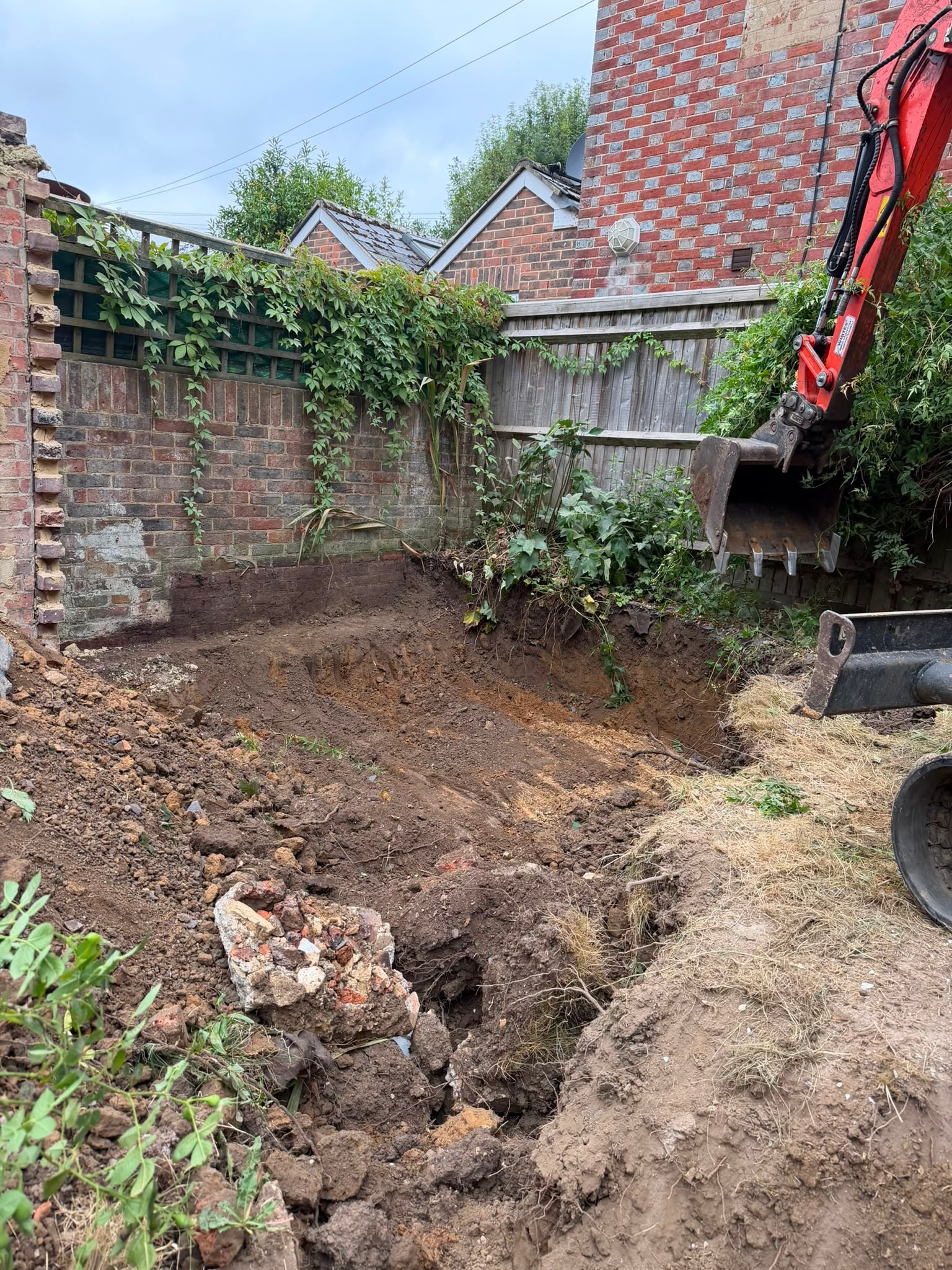 Groundworks during site preparation in Pulborough.