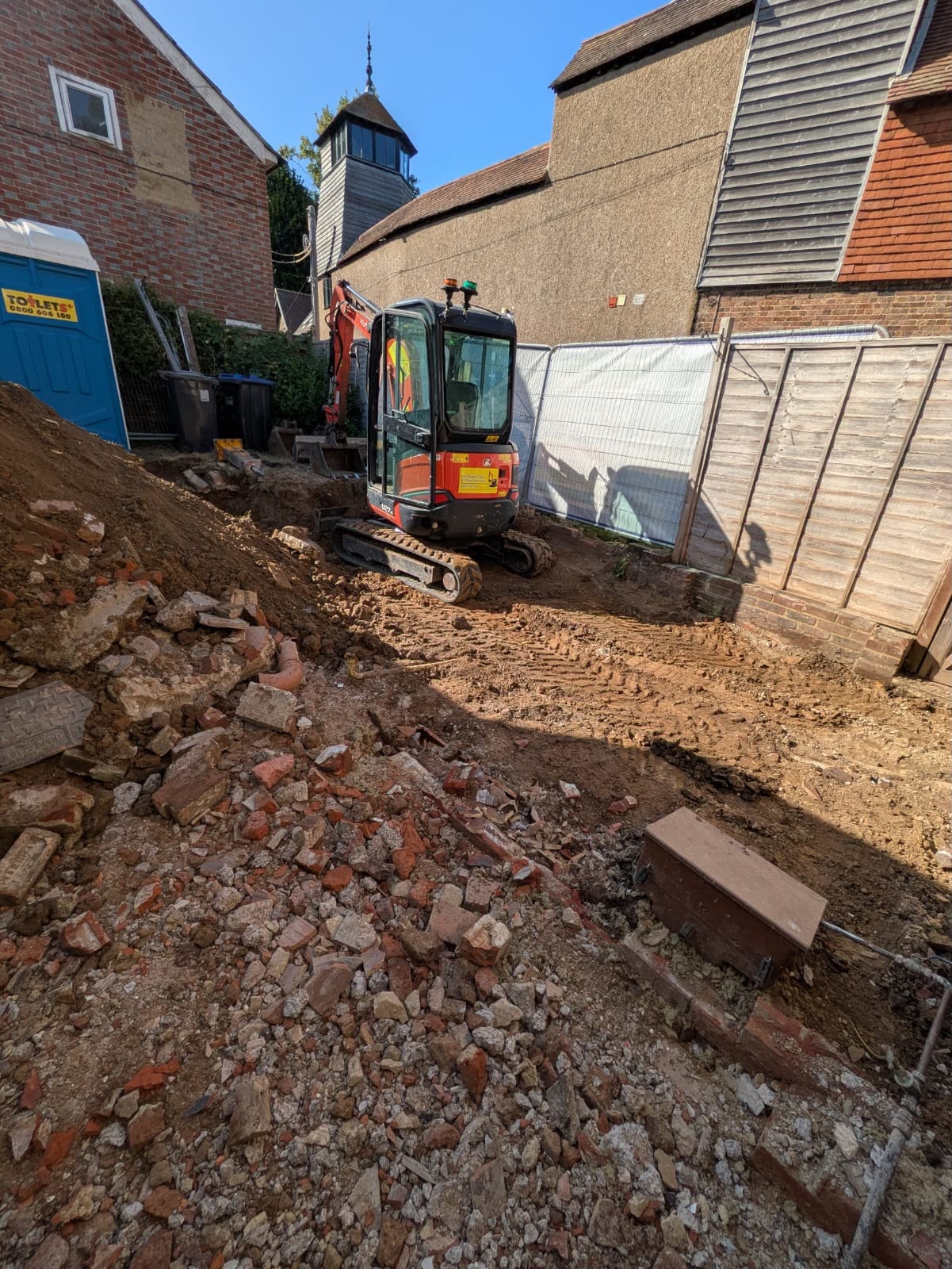 Site demolition work during the Pulborough extension project.