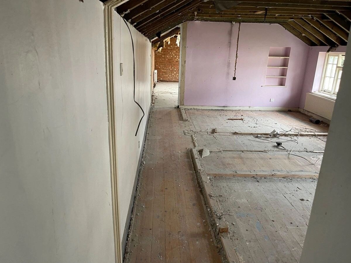 Strip-out work underway inside the Walton-on-Thames cottage.