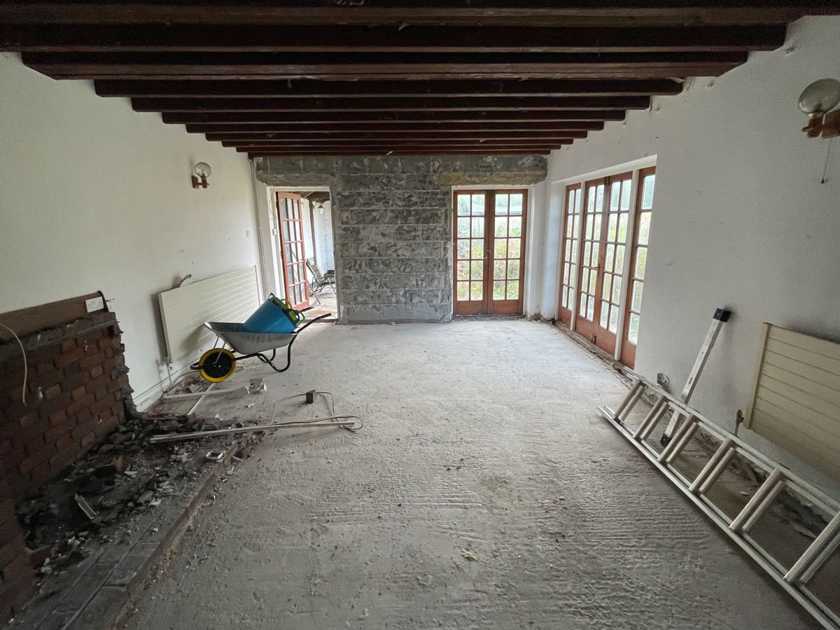 Historic interior cleared following strip-out at the Walton-on-Thames cottage.
