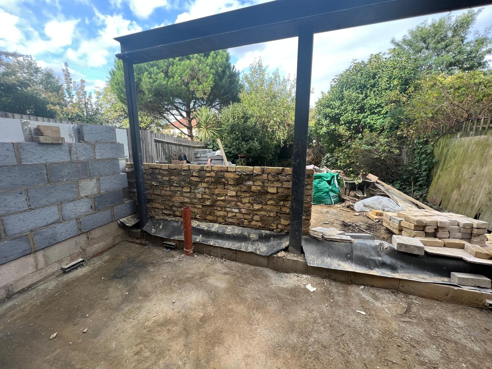 Structural opening and steelwork during renovation.